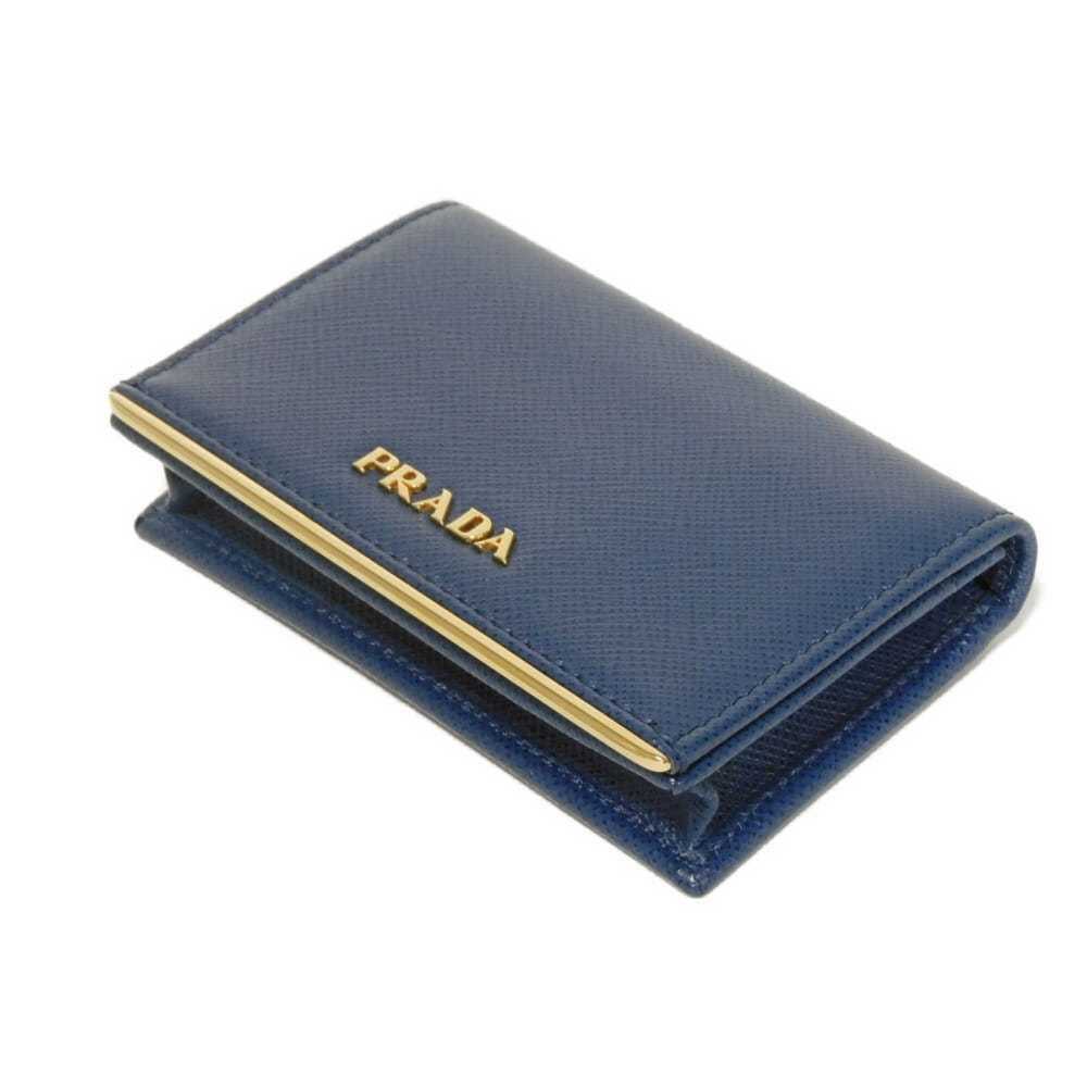 Prada Saffiano Metal Card Case, Blue, Snap Button Closure, Bi-fold, Plate, Bl... - Picture 4 of 16